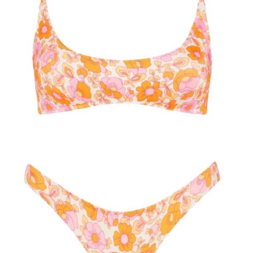Triangl Swimwear Floral Bikini in Pink and Orange